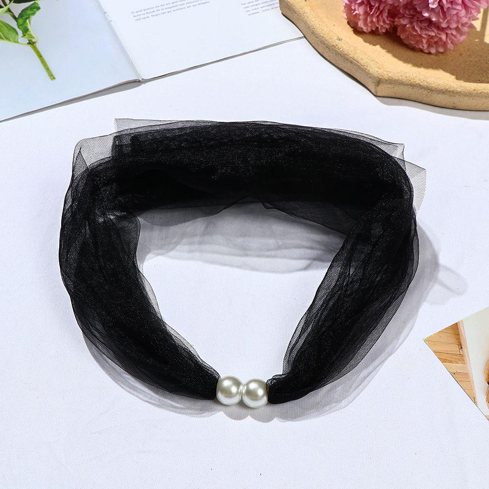 Khăn Choàng Cổ Vải Lụa Phối Lưới Thời Trang Thanh Lịch