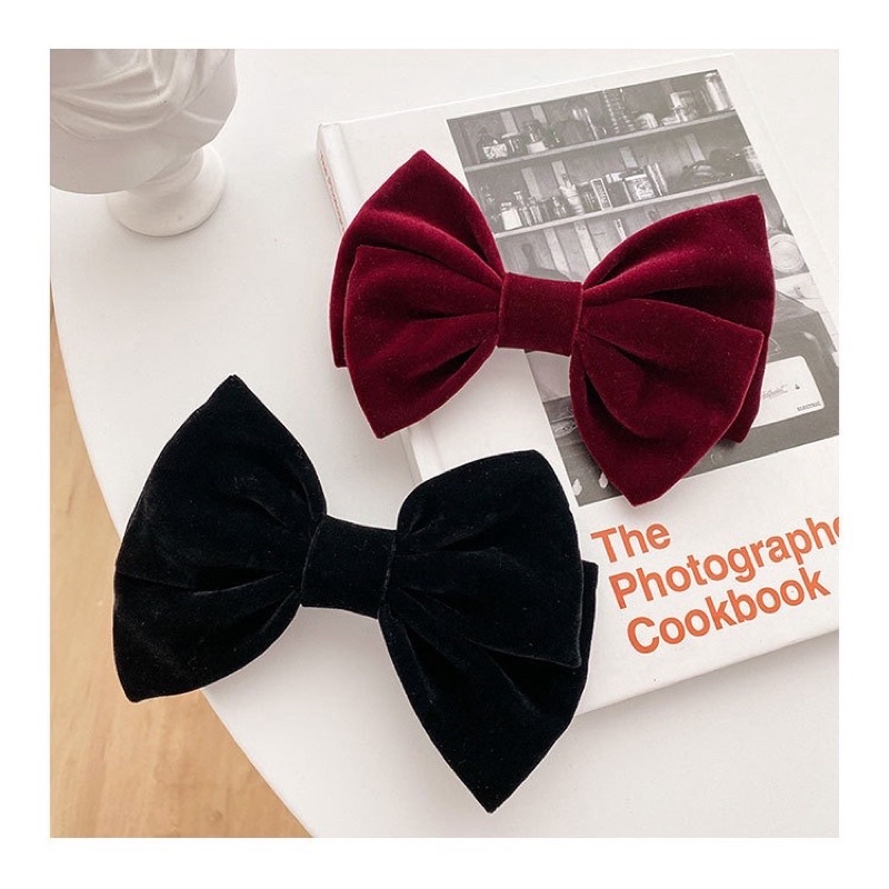 Kẹp Tóc Nơ Vải Nhung Xinh Xắn Phong Cách Hàn Quốc