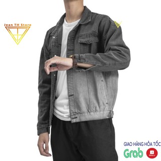 Áo khoác jean unisex nam nữ TH Store xám đen cá tính áo khoác bò phong cách ulzzang