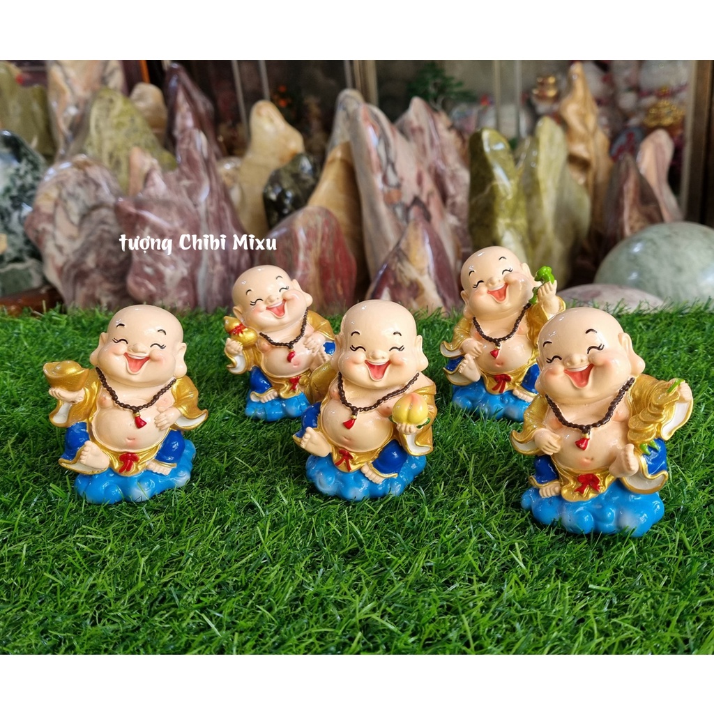 Tượng Di Lặc 9cm sơn nhũ vàng cao cấp