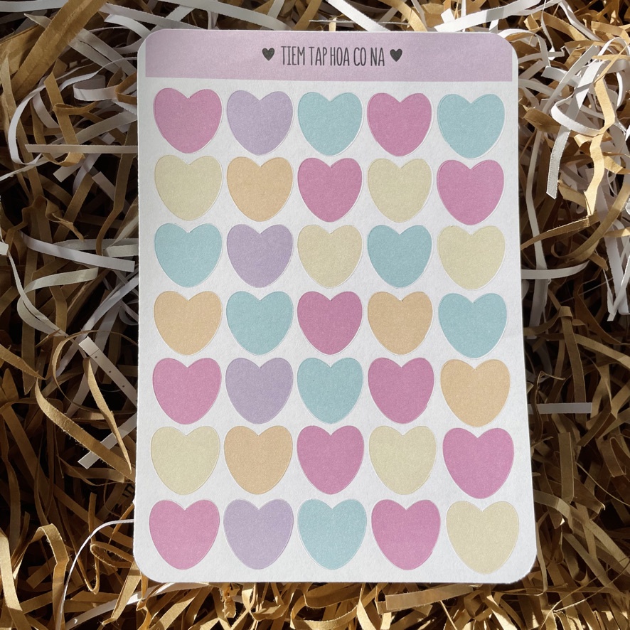 Sticker/hình dán trang trí hình trái tim, trang trí sổ,bullet journal/dán thiệp -tiemtaphoacona