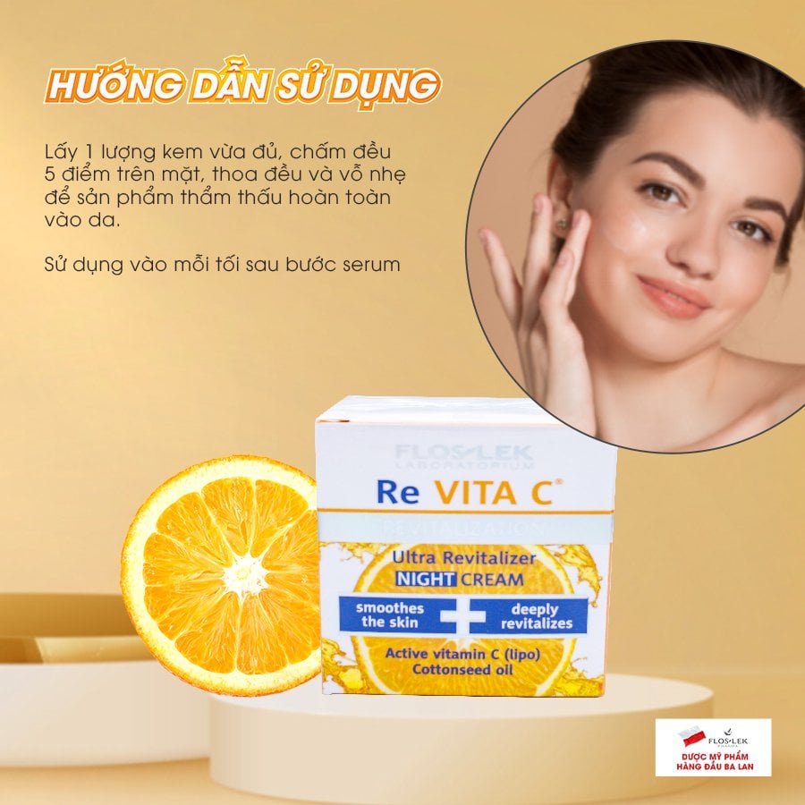 Kem vitamin C Floslek dưỡng ẩm làm sáng - giảm nhăn và trẻ hóa da 50ml chính hãng