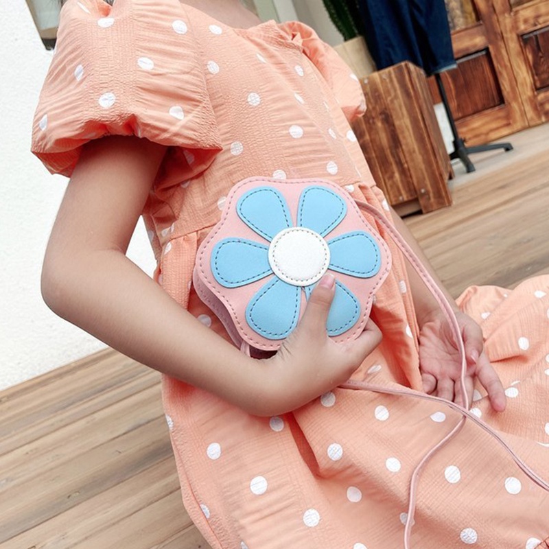 Túi đeo chéo da PU hình bông hoa đáng yêu cho bé