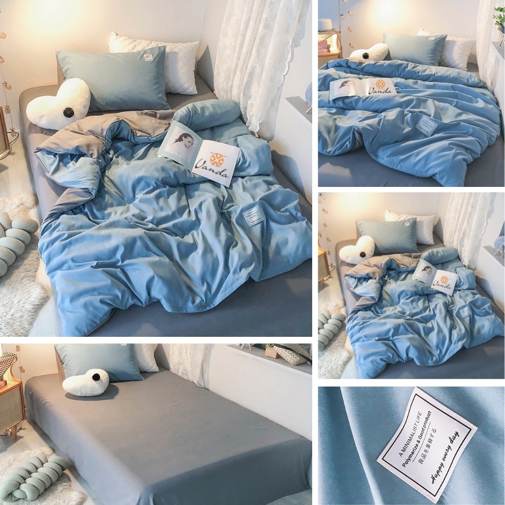 Bộ vỏ chăn ga gối nhập khẩu cotton TC trơn phối màu , Inbox chọn Size ga | BigBuy360 - bigbuy360.vn