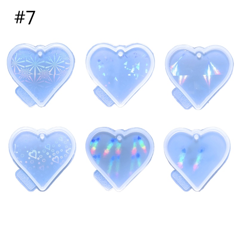 Khuôn Silicone Làm Mặt Dây Chuyền / Móc Khóa Bằng Nhựa Resin Hình Trái Tim Nhiều Màu DIY