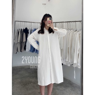 Đầm sơ mi tay dài [2YOUNG] D901 (ảnh thật)
