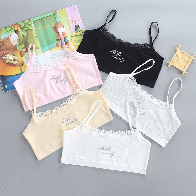 Áo Ngực Cotton Mềm Phối Ren Cho Bé Gái 7-14 Tuổi