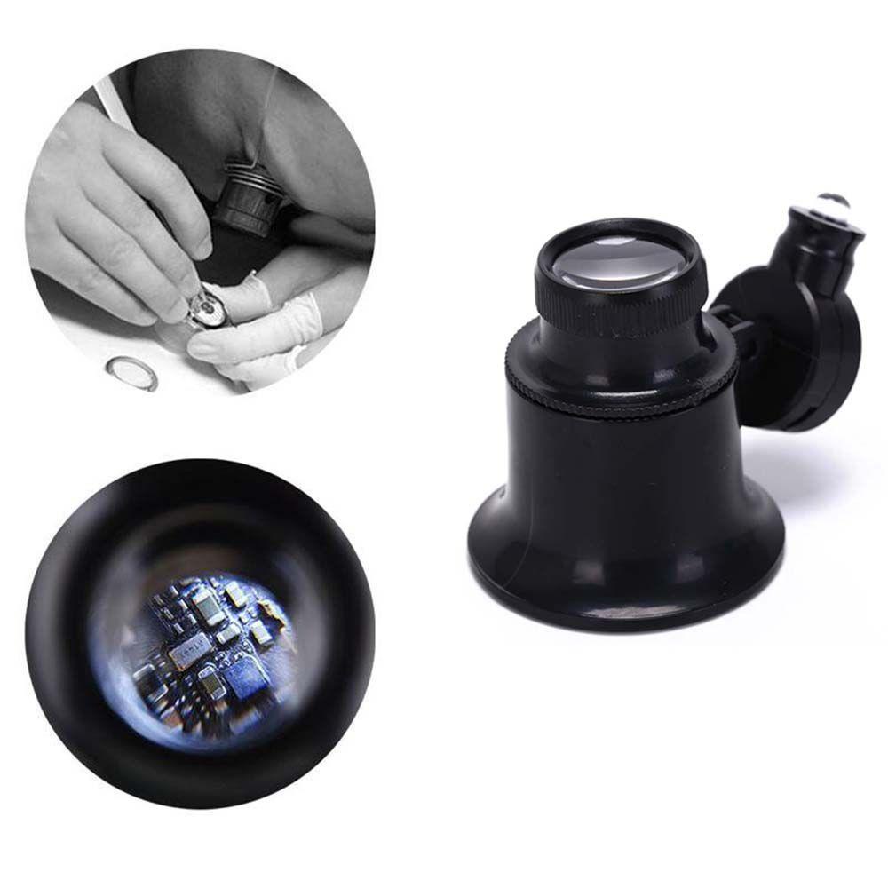 Kính Lúp Cầm Tay Mini Bằng Acrylic ABS Có Đèn LED Phóng To 20 Lần Hỗ Trợ Sửa Chữa Đồng Hồ