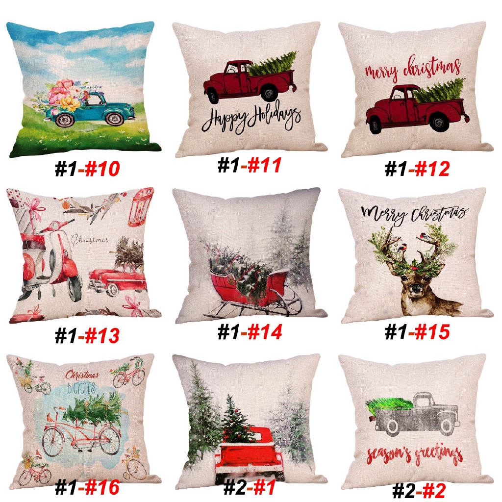 45cmx45cm Merry Christmas Decorative Pillowcases Santa Xmas Linen Cushion Cover Throw Pillow Case