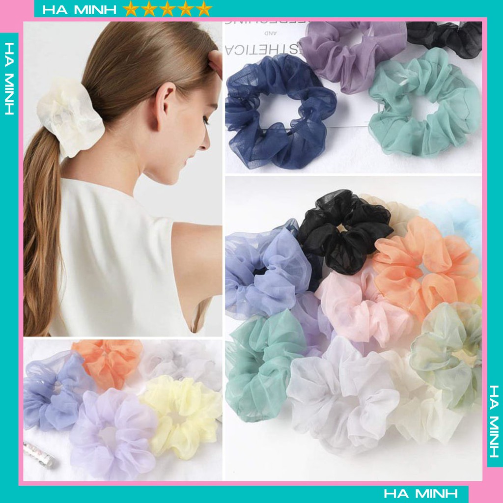 Cột tóc Voan Bồng Scrunchies -dây buộc tóc voan các màu vintage