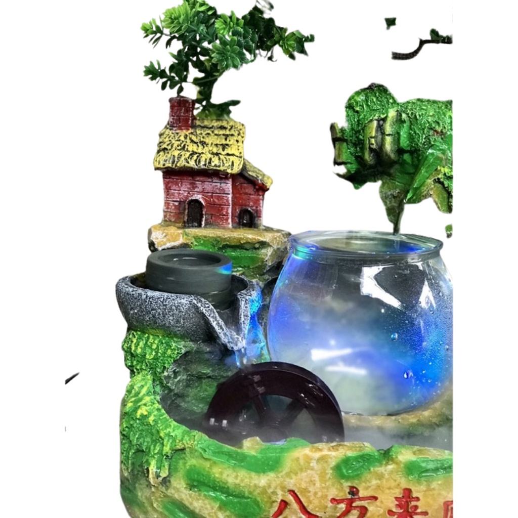 Thác Phong Thủy Tài Lộc Gốm Xinh Decor Hòn Non Bộ để bàn mini chất liệu Nhựa composit cao cấp mẫu 1932