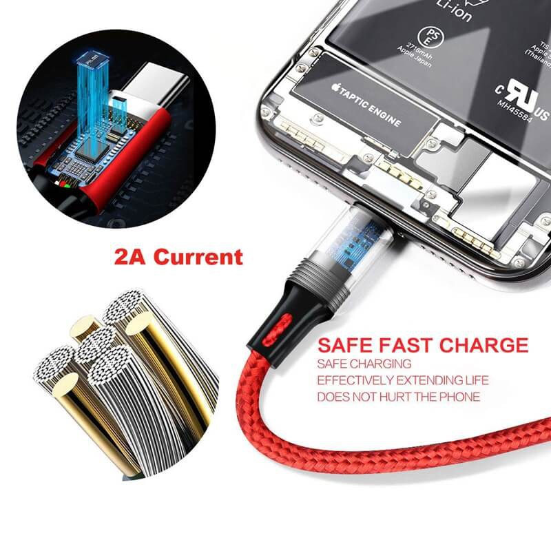 BOMGE USB Cable One-to-Three Type-C Mobile Phone Three-in-One 2A Fast Charging Cable Gift Logo Customization