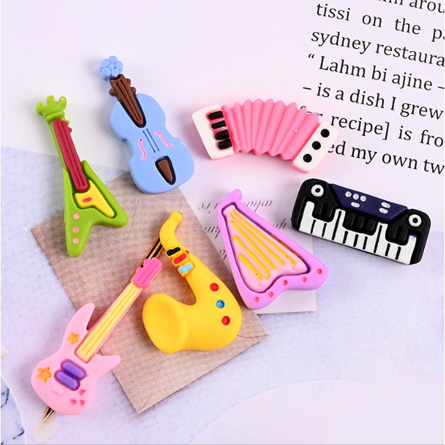 Sticker các loại nhạc cụ hiện đại gắn dép Crocs, jibbitz đính dép sục