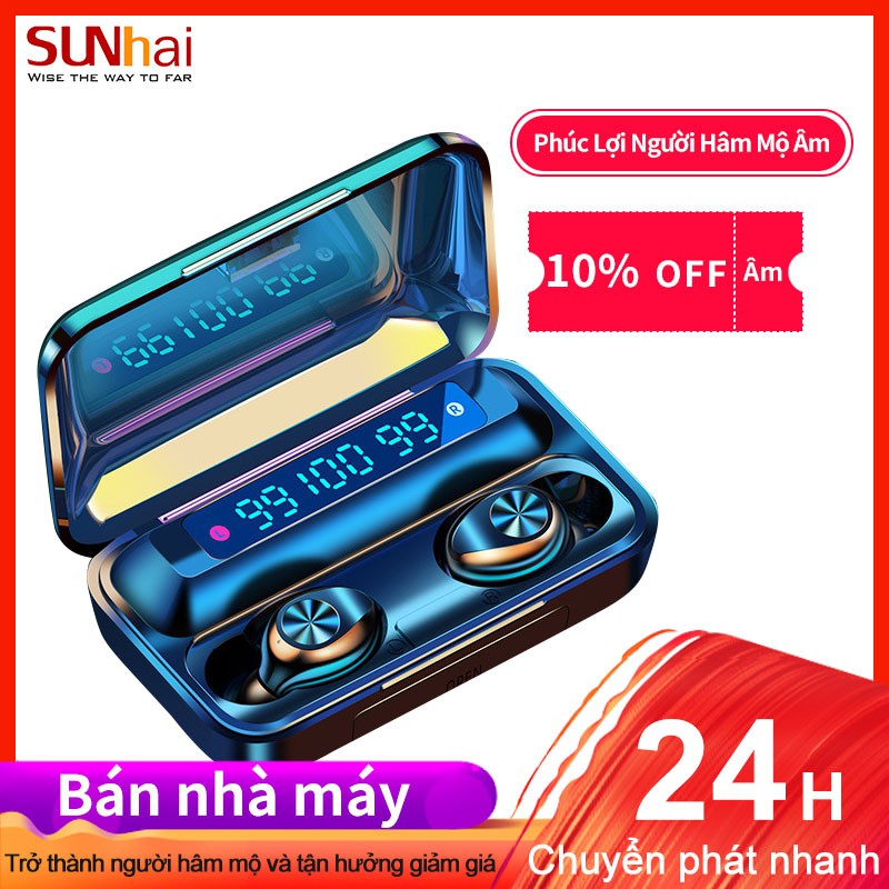 Tai nghe không dây bluetooth AMOI F9-10 PRO TWS có nút cảm ứng và màn hình hiển thị dung lượng pin 3500Mah