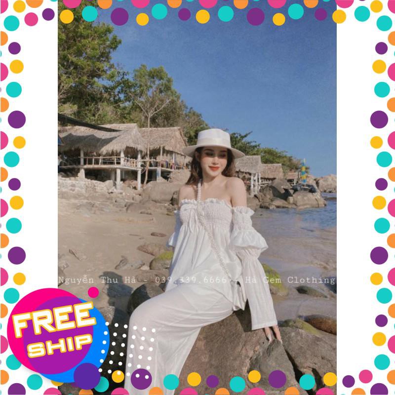 [ 𝐅𝐑𝐄𝐄 𝐒𝐇𝐈𝐏 ] SET ĐŨI CHUN NGỰC TRỄ VAI QUẦN SUÔNG DÀI