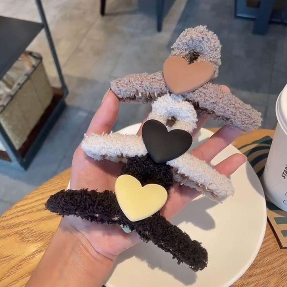 TWINKLE Kẹp TóC HìNh TráI Tim MàU Đen / Cà Phê BằNg Acrylic ThờI Trang Cho Nữ