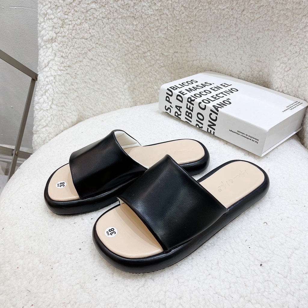 Dép quai ngang nữ bảng da kiểu dáng đơn giản trẻ trung