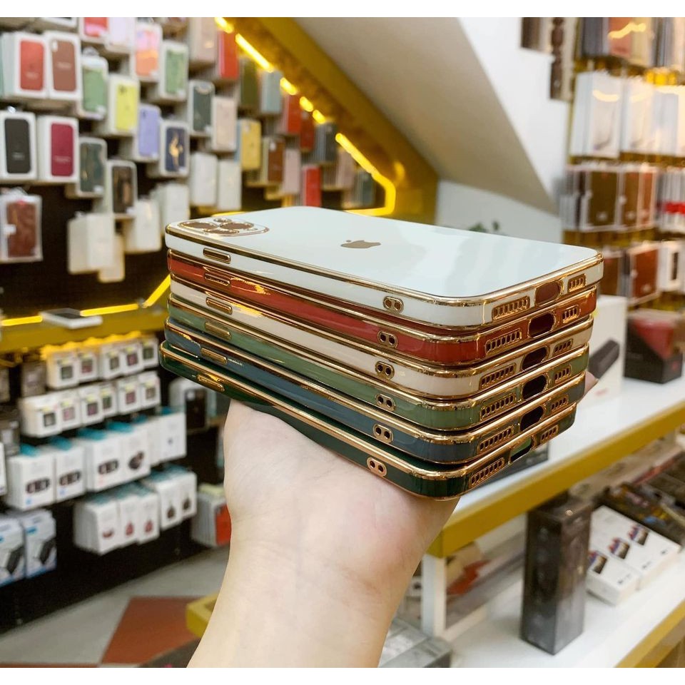 Ốp dẻo mạ viền gold vuông sang trọng dành cho ip12/12pro/12promax/ 11/11pro/11promax | BigBuy360 - bigbuy360.vn