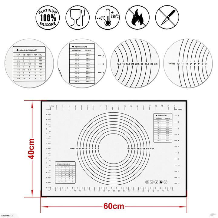 Tấm lót silicon nhào bột sợi thủy tinh cao cấp 40*60cm