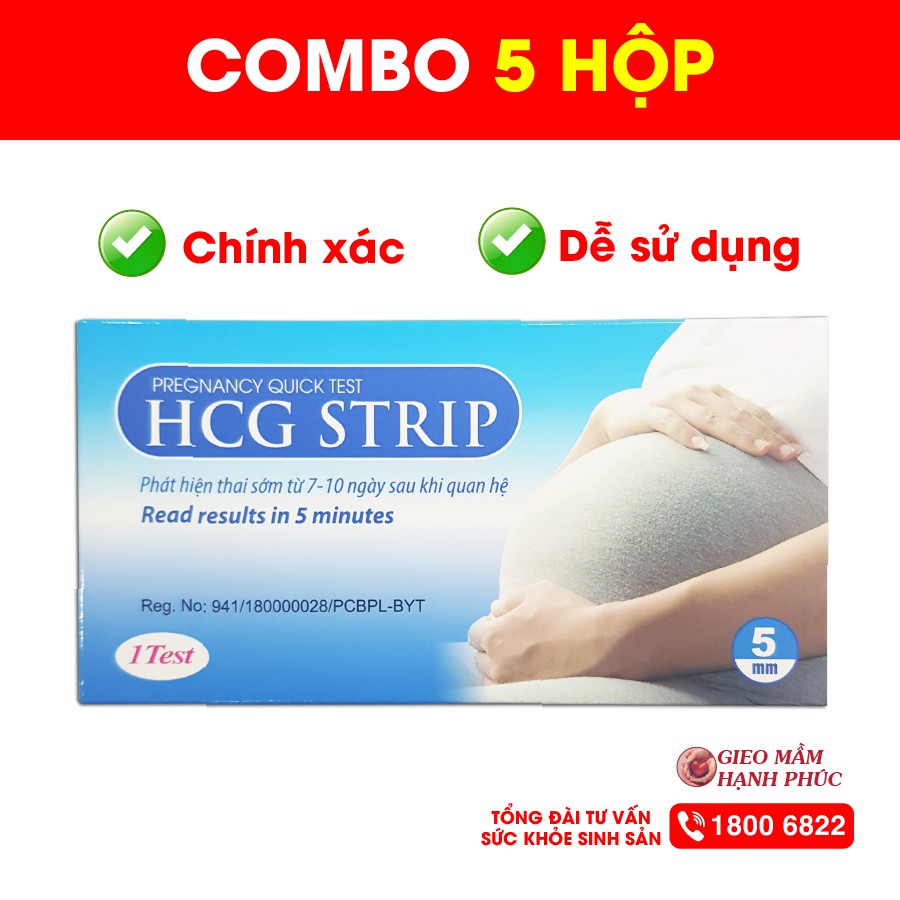 Que thử thai cao cấp HCG STRIP phát hiện sớm nhanh chính xác