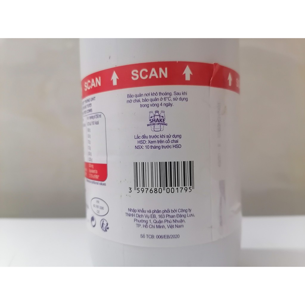 [Chai 1 Lít – (ĐỎ) Nguyên kem] Sữa tươi tiệt trùng [France] PROSPERITE UHT Whole Milk