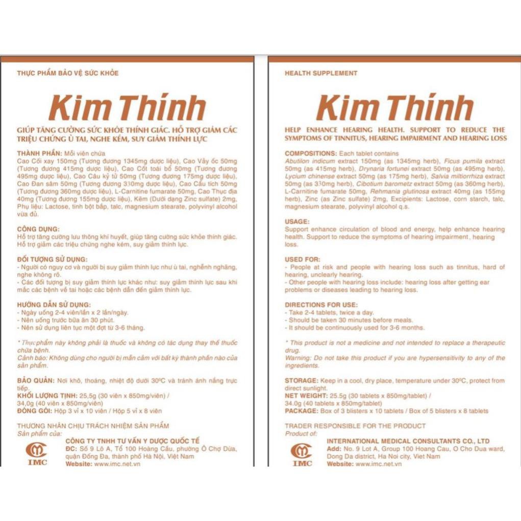 [GIÁ GỐC] Kim Thính giảm ù tai, tăng cường thính lực hộp 180 viên