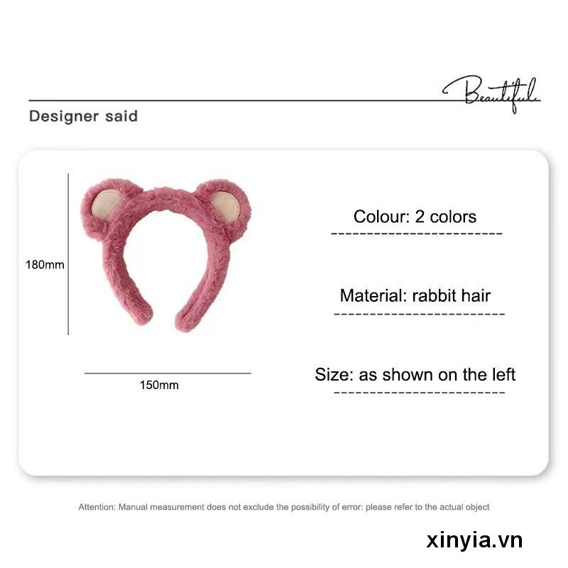 Băng Đô Cài Tóc Rửa Mặt Hình Gấu / Dâu Tây Bằng Lông Nhung Dễ Thương Xinh Xắn Cho Nữ