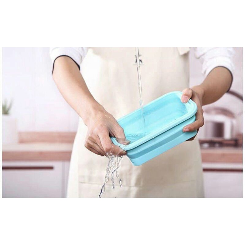 Set 4 hộp silicon thực phẩm gấp gọn hãng sale chuẩn FDA