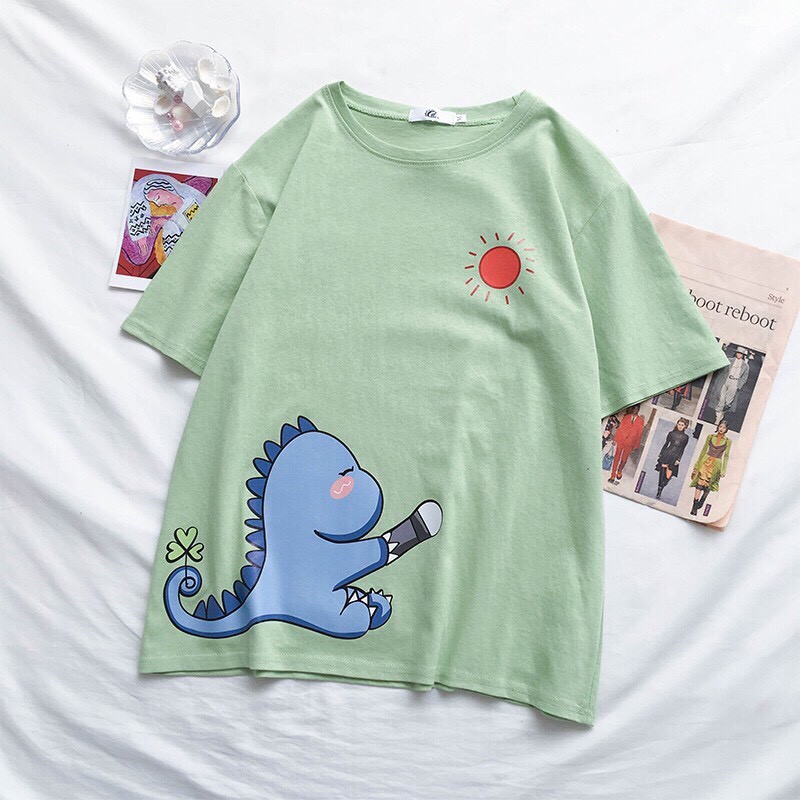 Áo thun tay lỡ form rộng 🍒FREESHIP🍒 Giảm 10K khi nhập [ Áo phông ] Áo thun unisex  Khủng long CA | BigBuy360 - bigbuy360.vn