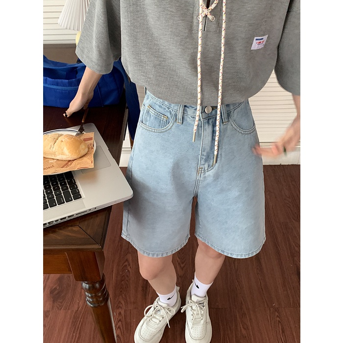 Quần Short denim Dáng Suông Thêu Họa Tiết Kiểu Hàn Quốc Thời Trang Cho Nữ