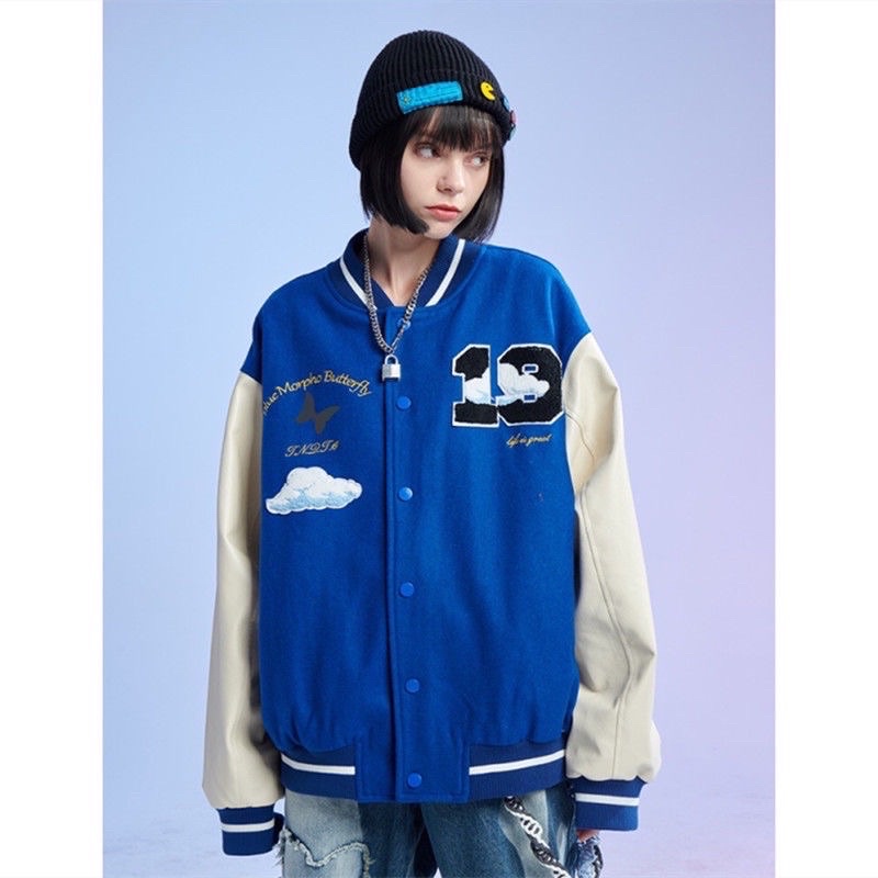 Áo khoác bomber varsity jacket nam nữ Cloud thêu số 19 mới 2021