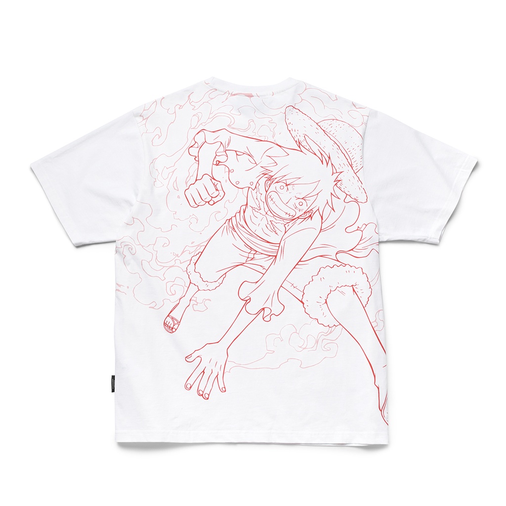 Áo thun DirtyCoins x One Piece Luffy Over Print T-shirt - White