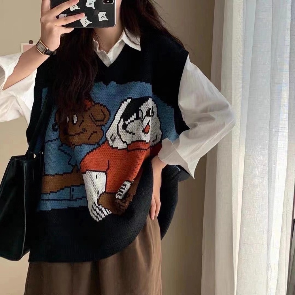  Áo Len Tay Dài Cổ Chữ V Dáng Rộng Phong Cách Retro Cho Nữ | BigBuy360 - bigbuy360.vn