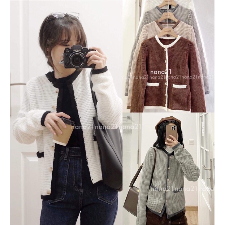 Áo cardigan viền