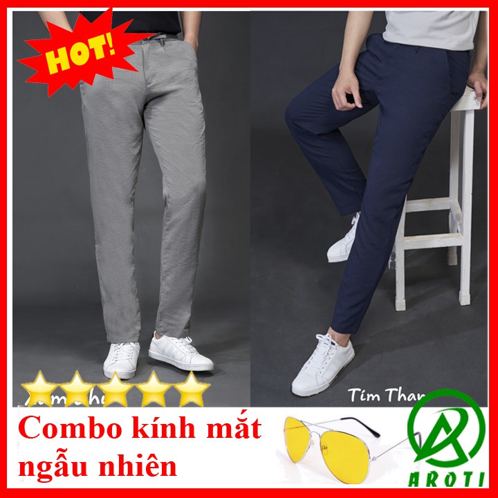 Quần Đũi Nam Ống Suông AROTI Form Âu Chất Đũi Dày Đẹp,Siêu Mát, Co Giãn Tốt Kiểu Rộng Suông Dài Công Sở Đủ Size QD41+KÍN