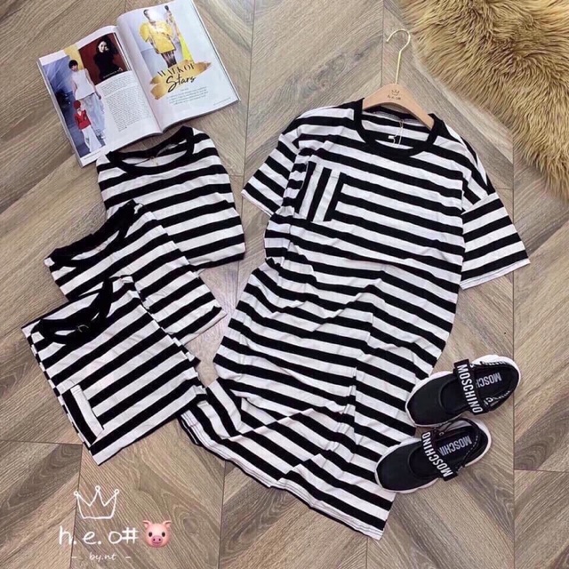 Váy suông kẻ ngang