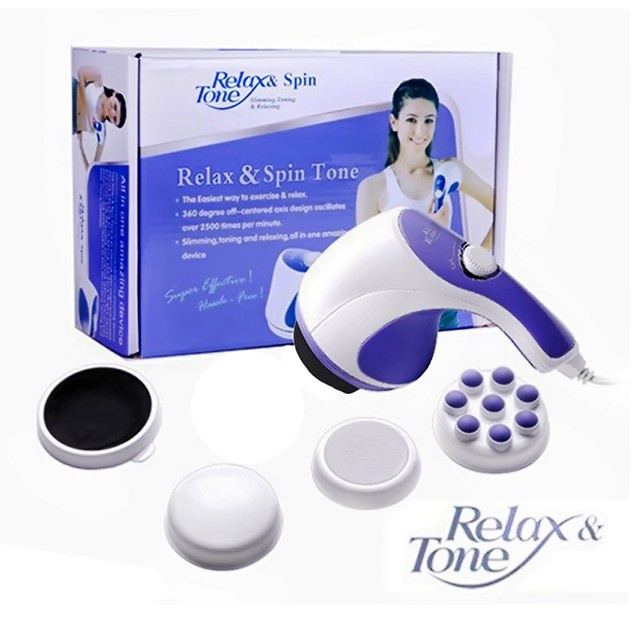 Máy massage cầm tay Relax &amp; Spin Tone 5 Đầu máy mát xa toàn thân hàng chính hãng