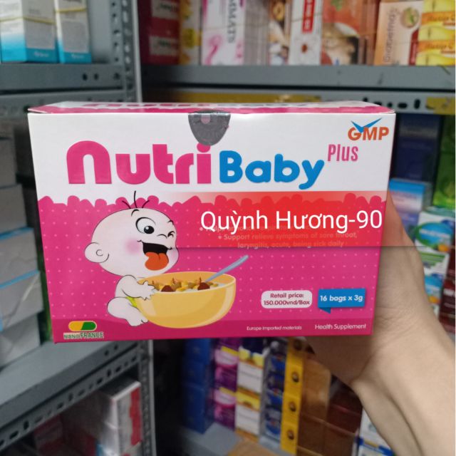 Cốm vi sinh Nutri Baby Plus giúp tăng sức đề kháng cho bé yêu.