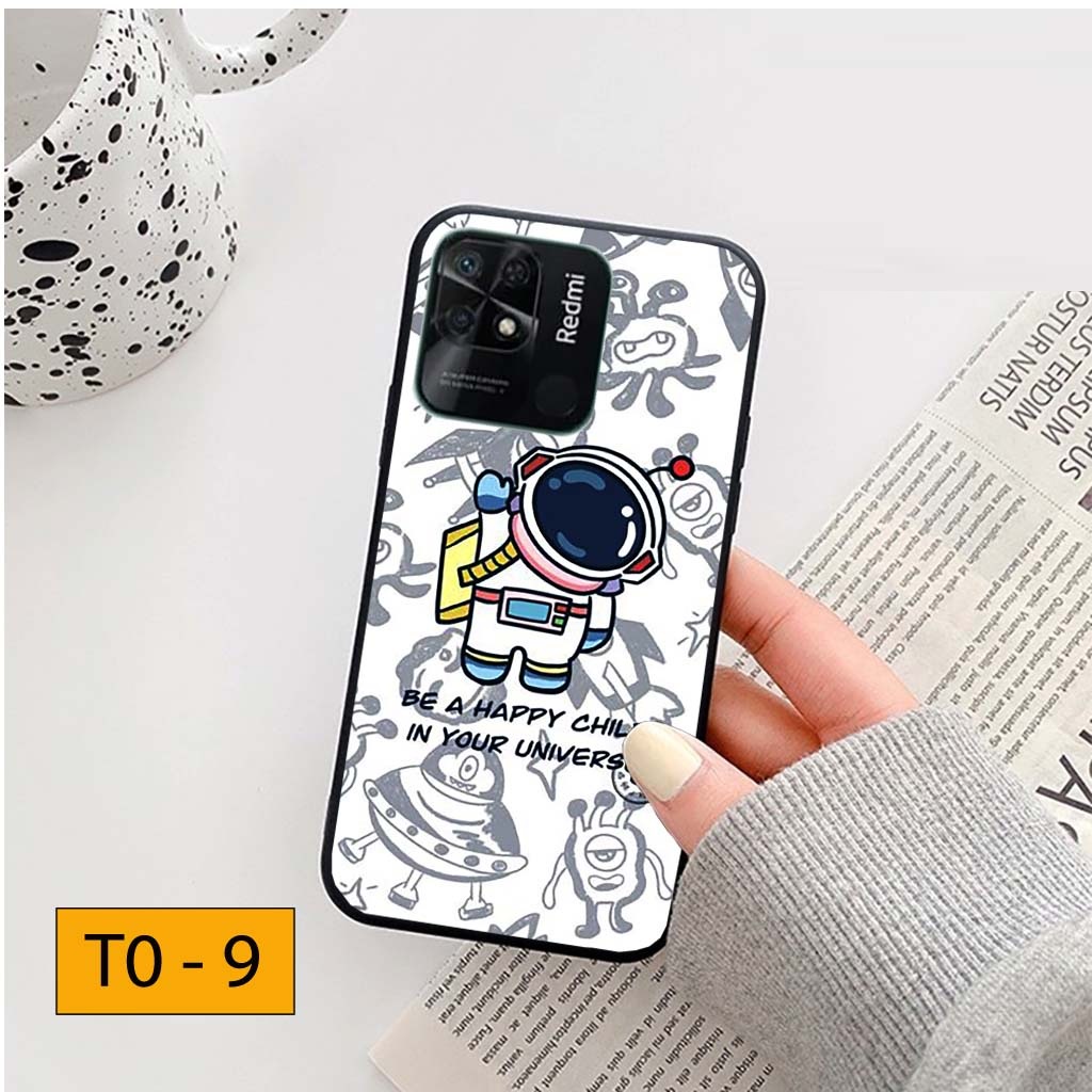 Ốp lưng Xiaomi Redmi 10C hình Phi hành gia vũ trụ ngân hà cá tính, trẻ trung, mặt lưng ép kính nano chống bể