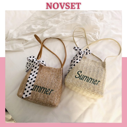 Túi Cói summer đi du lịch NOVSET size lớn vải bố lanh đẹp phong cách vitage