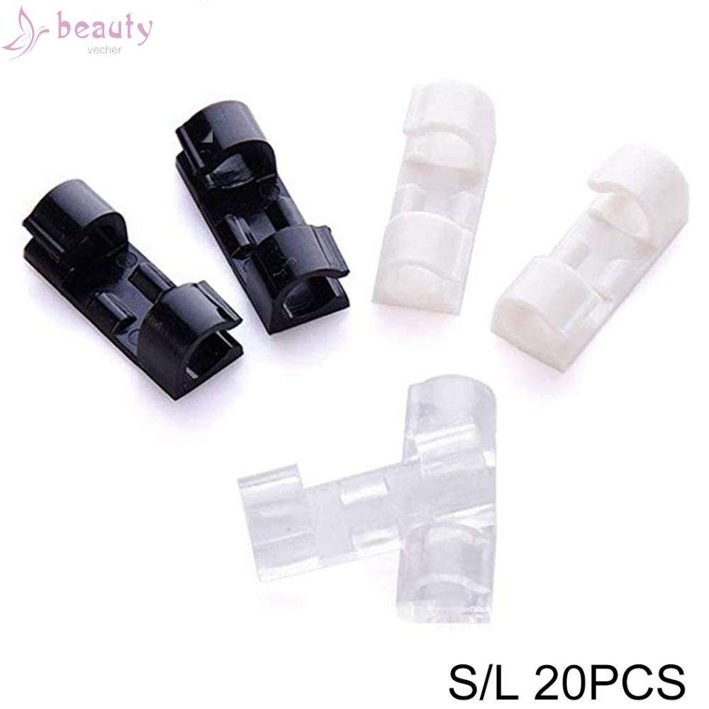 Set 20 kẹp giữ dây cáp gắn tường màu trắng/đen trong suốt