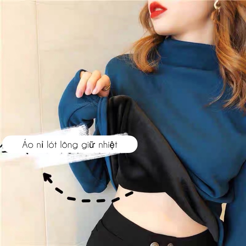 áo nỉ cổ trụ lót lông giữ nhiệt-ĐANG SẴN