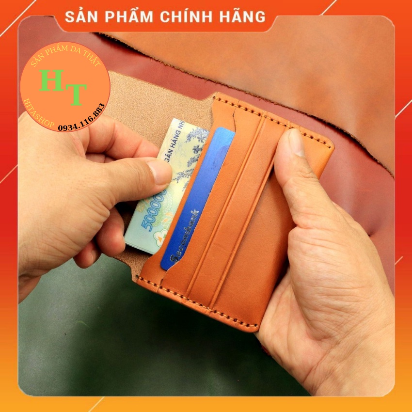 Ví Đựng Card Cao Cấp Da Pullup - Cam Kết 100% Da Bò Thật - Màu Vàng Bò Hàng Chính Hãng Thương Hiệu Hima Leather C01