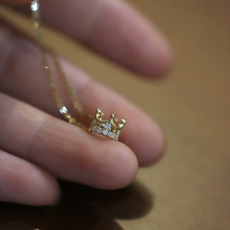 Dây chuyền vương miện bạc s925 mạ vàng 14k cực đẹp