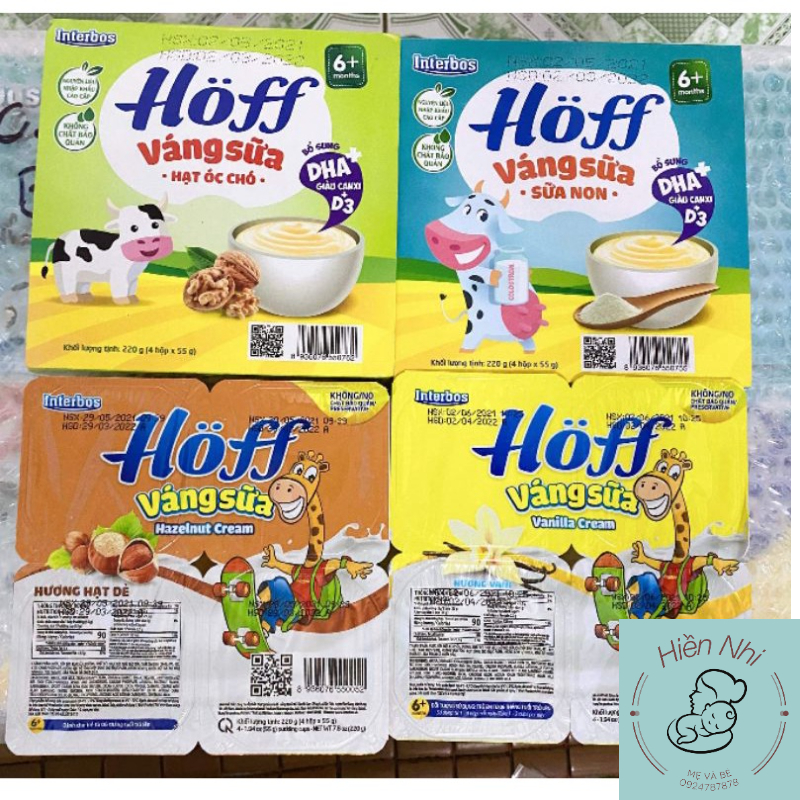 Váng sữa/Sữa chua/Cháo sữa HOFF cho trẻ từ 6m+ đủ vị, Date mới nhất