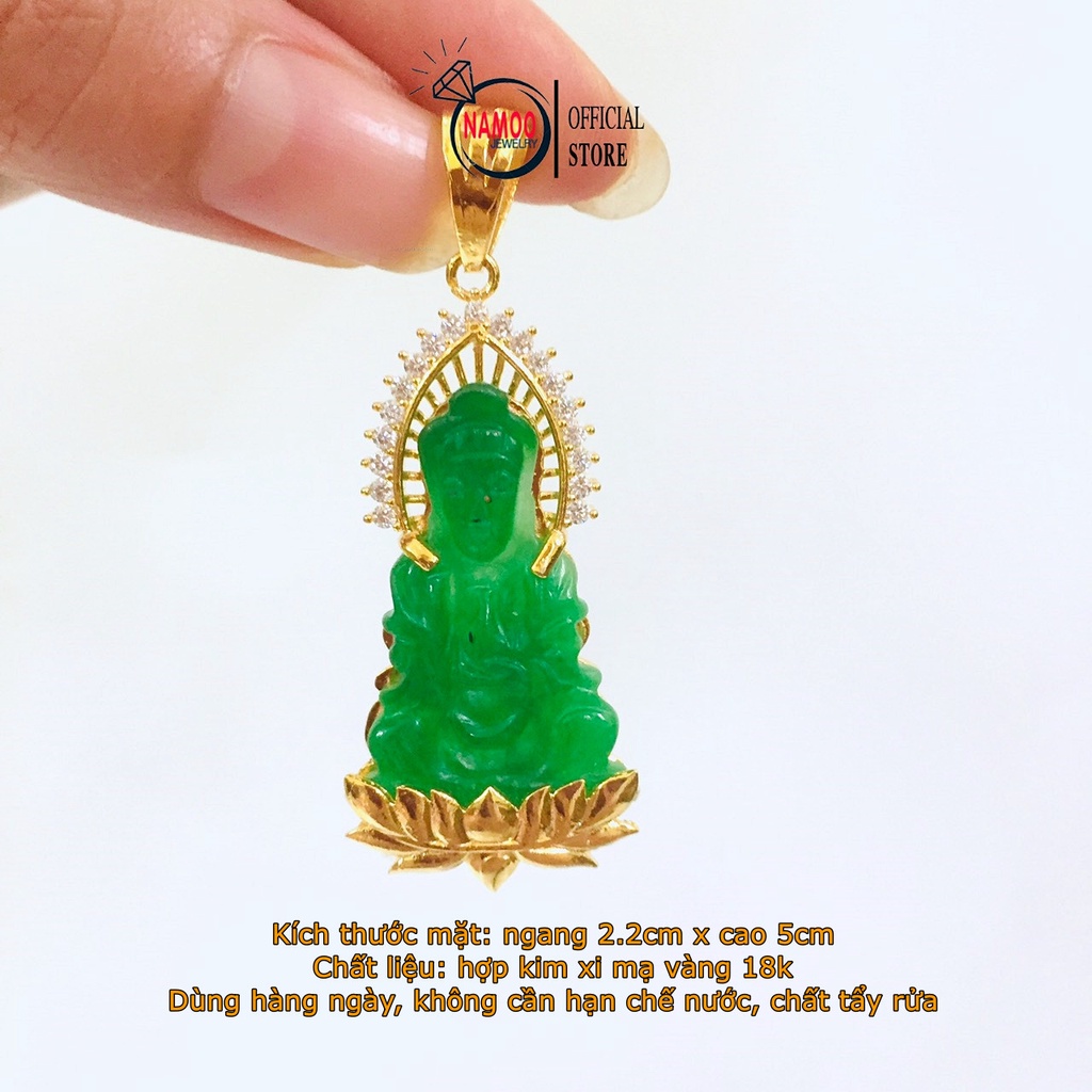 Dây Chuyền Mặt Phật Bà Đá Xanh Ngọc V667 Kết hợp Dây Hoa Bản Lớn V019 Namoo Jewelry CHuyên Sỉ