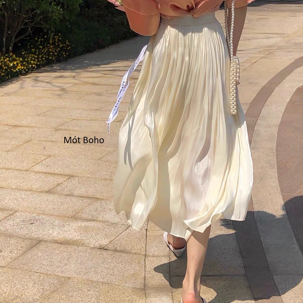 Chân váy tơ sống eo chun co dãn