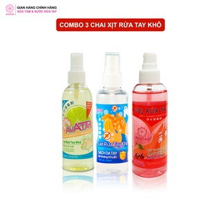 Combo 3 chai xịt rửa tay hương Cherry, Chanh mát và Không mùi Làm Sạch Vượt Trội, X3 Dưỡng Ẩm Không Gây Khô Da AVATAR