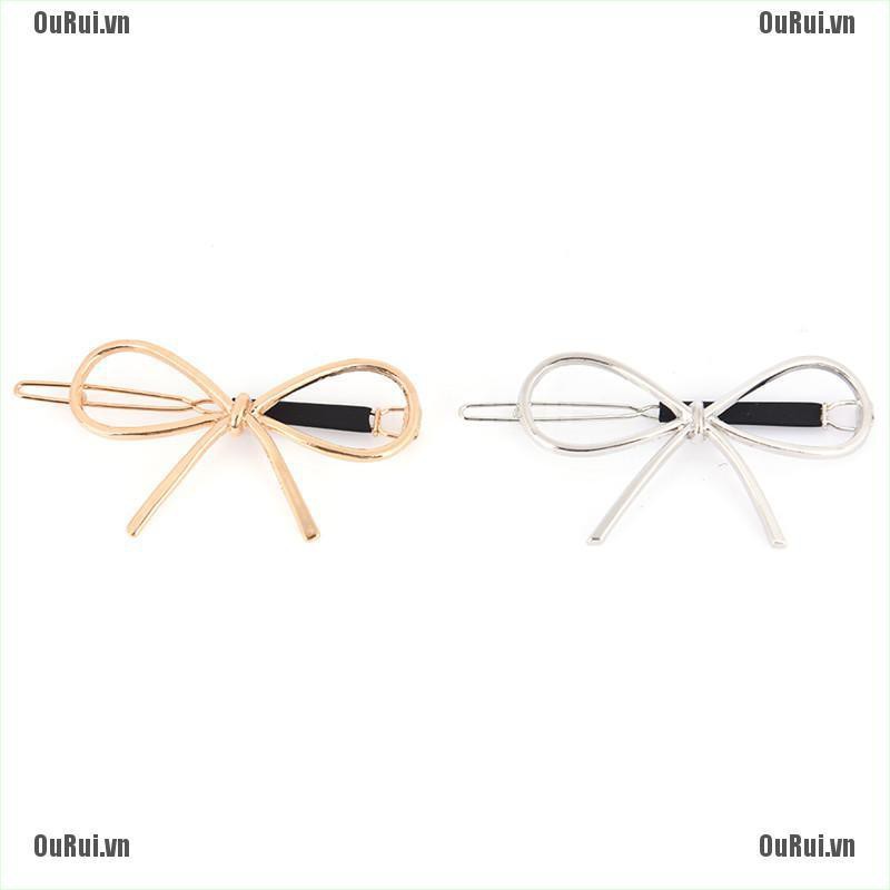 Kẹp Tóc Hình Nơ Bằng Kim Loại Phong Cách Vintage Cho Nữ