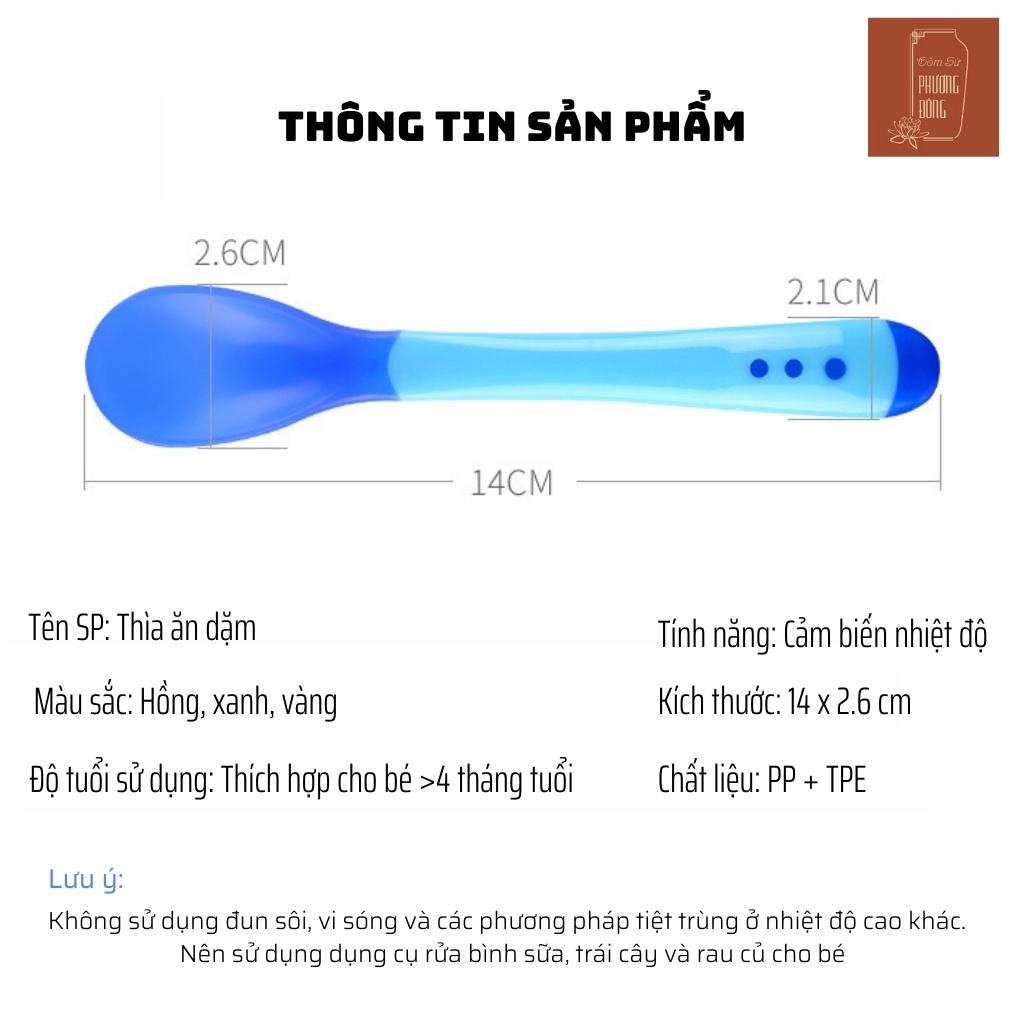 Thìa ăn dặm báo nóng Phương Đông mã PD056 chất liệu silicon an toàn cho trẻ sơ sinh và trẻ nhỏ